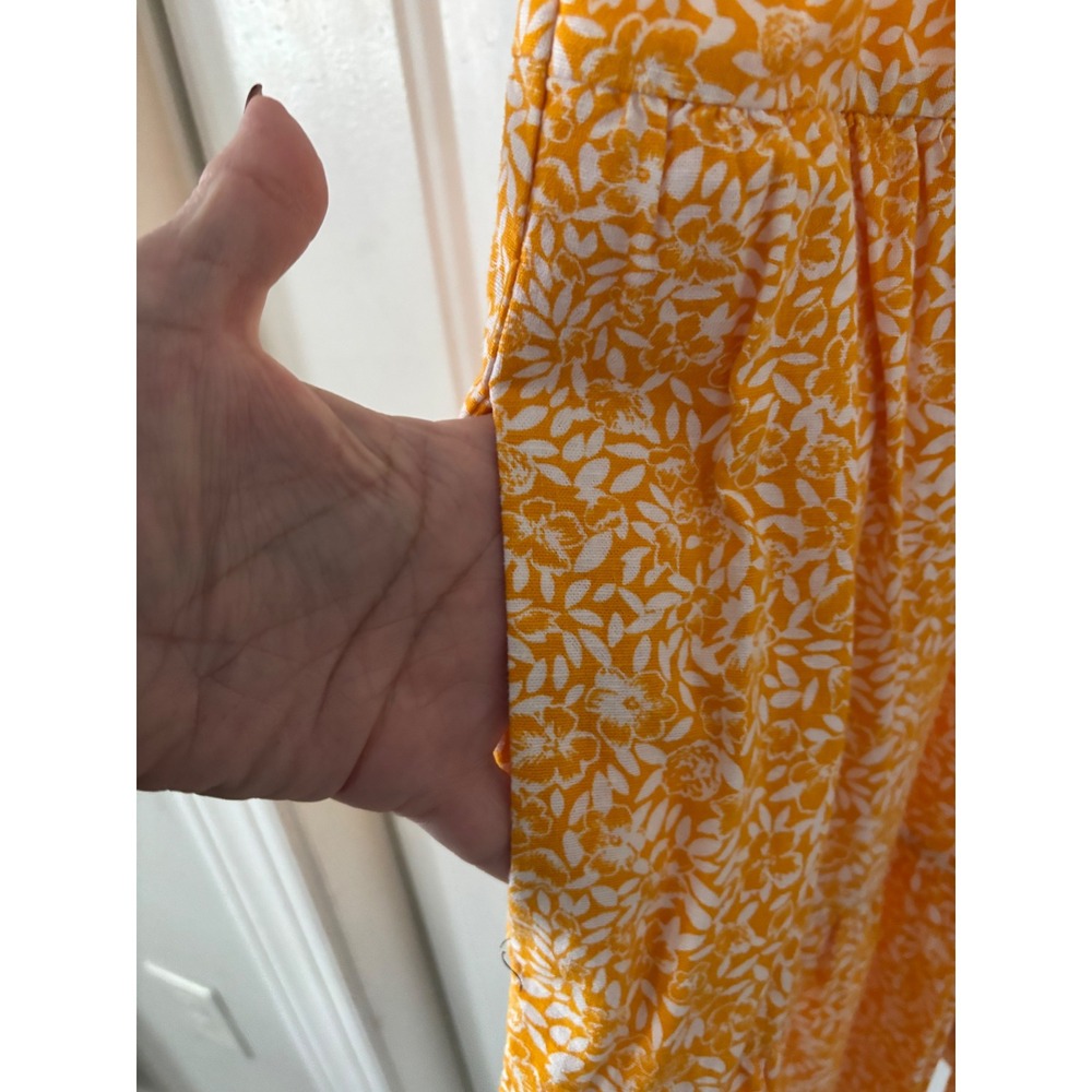 J.Crew Yellow Floral Ruffle Sleeve Tiered Linen Blend Mini Dress Size 2 Preppy - Picture 4 of 8